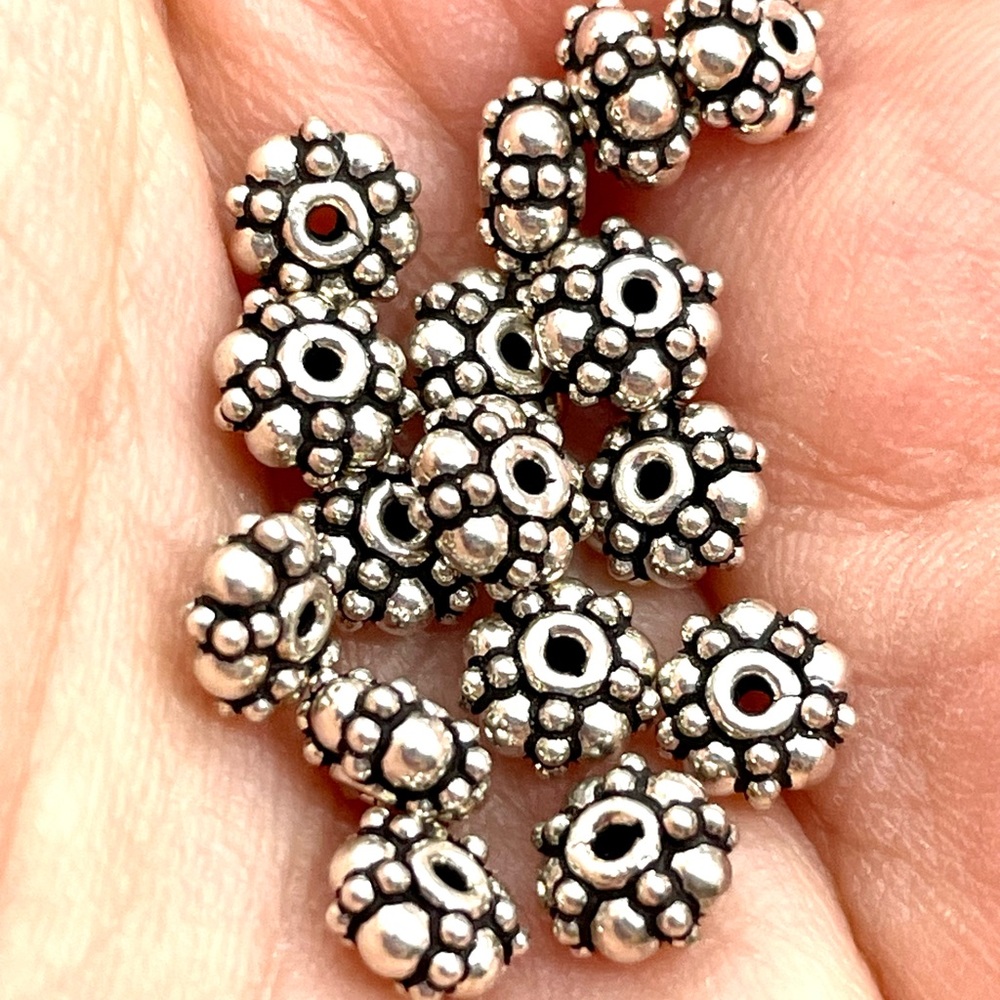 New 10 Sterling Bali Floral Disc Beads